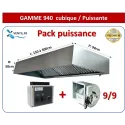 Pack PUISSANCE Gamme 940 -1.5 à 3m: Hotte inox cubique+ Moteur DD 9/9 - 230v + Variateur 230v pour la restauration