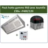 Pack hotte compacte gamme 950 avec tourelle F400/120: hotte inox pro de 1.6 à 2.4m+ Tourelle 230v+ Variateur pour cuisine pro