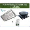 Pack ECO hotte avec tourelle 230v: hotte inox pro de 1.2 à 2.4m GAMME 950 + Tourelle d'extraction + Variateur pour cuisine pro