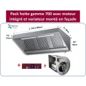 Pack Hotte Inox complète gamme 700, avec leds, moteur monté et variateur en façade - cuisine pro