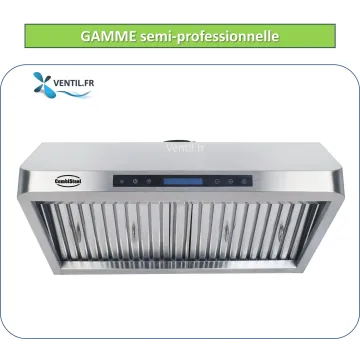 Hotte semi-pro extra-plate 1200 complète pour petite cuisine - avec éclairage-230V