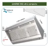 Hotte en inox statique gamme 950 (nue sans moteur) ultra compacte avec éclairage leds pour cuisine pro et restauration