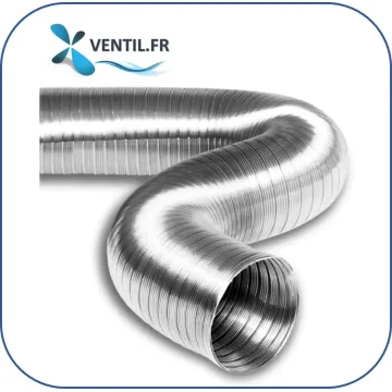 Gaine semi-flexible (semi-rigide) en aluminium 3 mètres pour hotte de cuisine professionnelle et ventilation