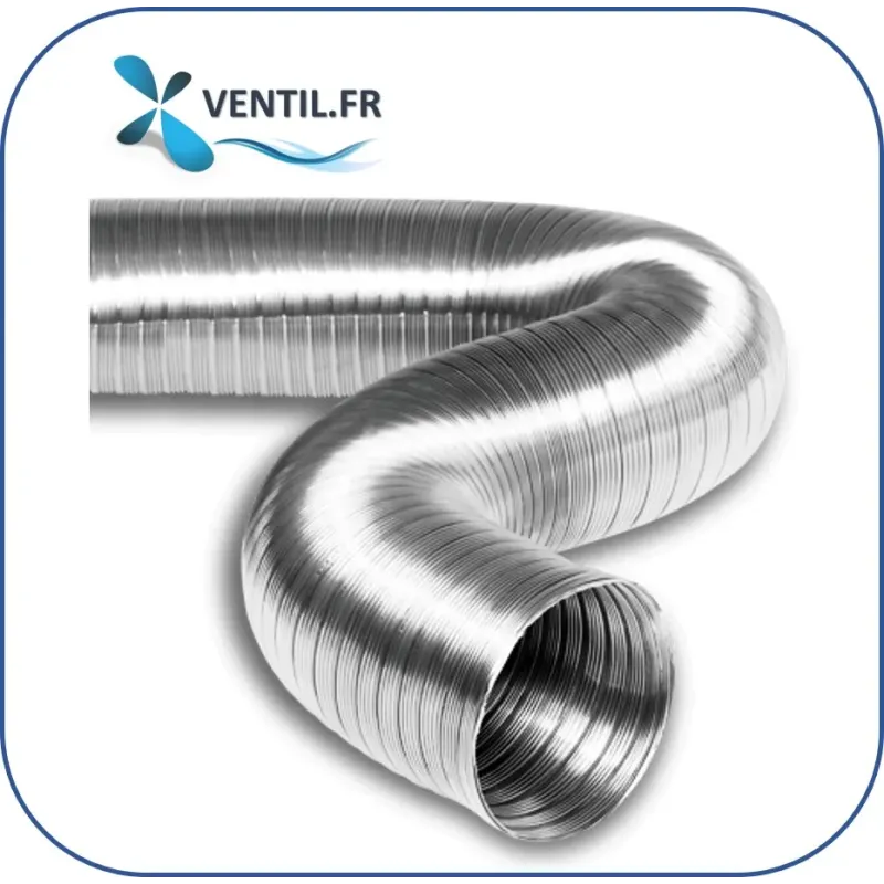 Gaine semi-flexible (semi-rigide) en aluminium 3 mètres pour hotte de cuisine professionnelle et ventilation