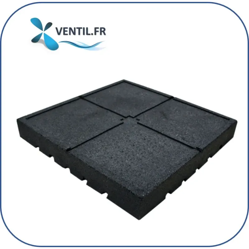 Dalle anti-vibratile caoutchouc pour supportage de conduit et unités de ventilation