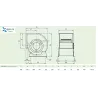 dimensions ventilateur 6000 m3/h DD12/12 750w 230v pour caisson d'extraction de hotte de restaurant
