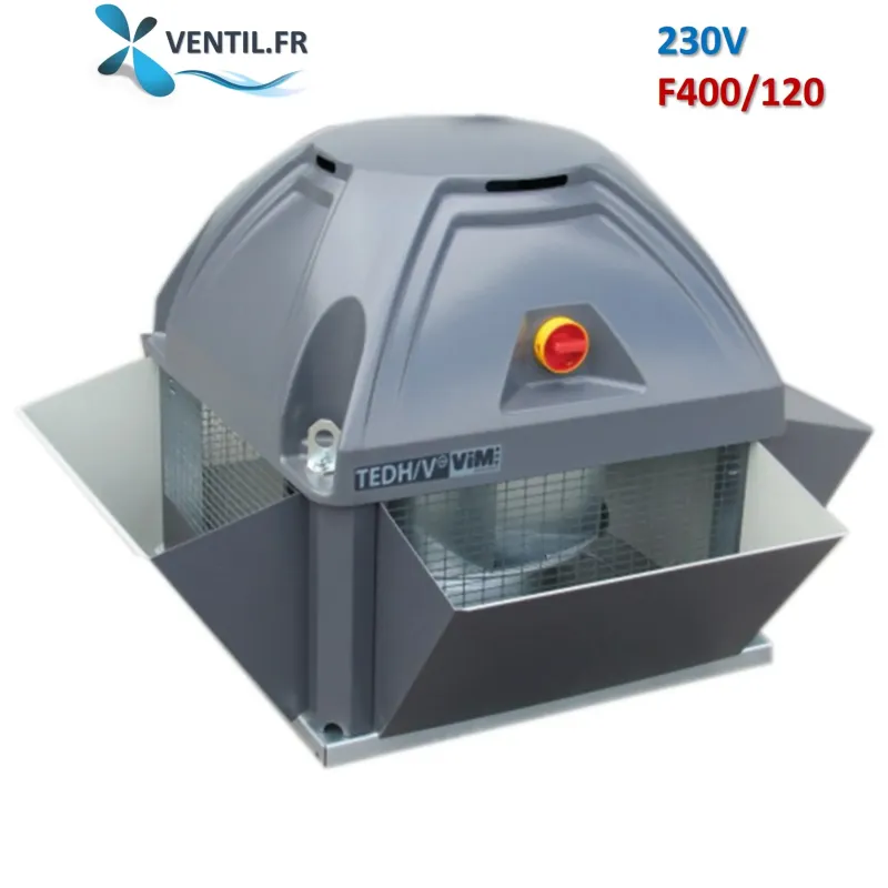 Tourelle d'extraction 5500m3/h TEDV Taille 400- 230v-monophasé 400°/2h (F400-120) S&P Vim réf: 691041 rejet vertical