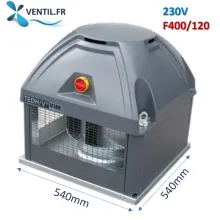 Tourelle d'extraction 5500m3/h TEDH Taille 400- 230v-monophasé 400°/2h (F400-120) S&P Vim réf: 690041