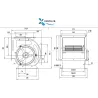 Dimensions du Moteur Ventilateur 1500 m3/h DD 7/7 150w 230v compatible toute hotte professionnelle