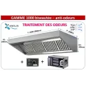 PACK hotte inox gamme 1000 ANTI-ODEURS 1 à 2m: hotte pro + Caisson 6 charbon avec moteur intégré + variateur 230v
