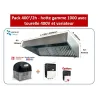 Pack 400°/2h Triphasé: hotte inox professionnelle de 1.5 à 5m+ Tourelle d'extraction TRI + Variateur de fréquence TRI
