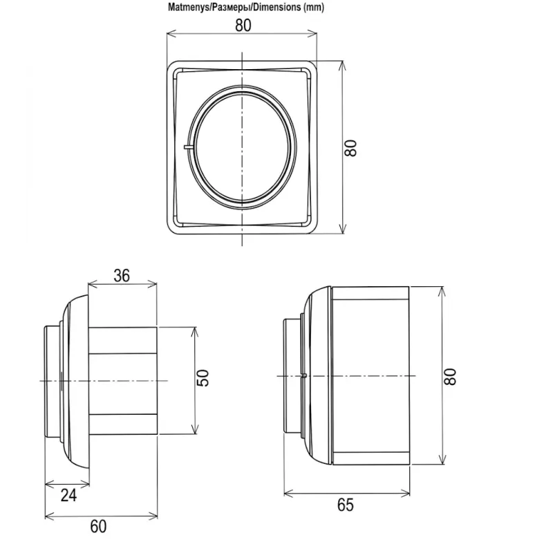 dimensions du Variateur de tension 3A 230v pour vmc