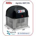 Tourelle d'extraction 7200 m3/h- T50-TRI- 400°/2h pour hotte de cuisine professionnelle