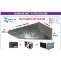 PACK ANTI-ODEURS Gamme 500 hotte inox compacte : hotte 1 à 2 m +moteur 230v + variateur + caisson à charbon 6 cartouches