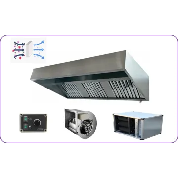 hotte en inox anti-odeur type HSE avec caisson à charbon pour petite restauration