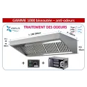 PACK hotte inox classique ANTI-ODEURS 1 à 2m: hotte pro + Caisson 6 charbon avec moteur intégré + variateur 230v