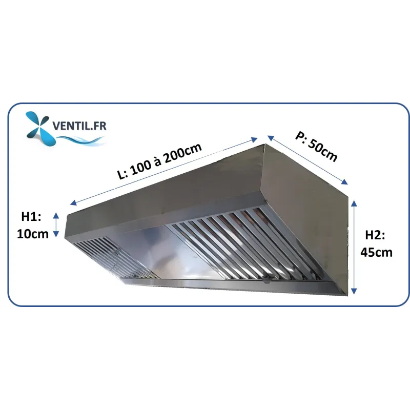 dimensions hotte compacte pro en inox gamme 500