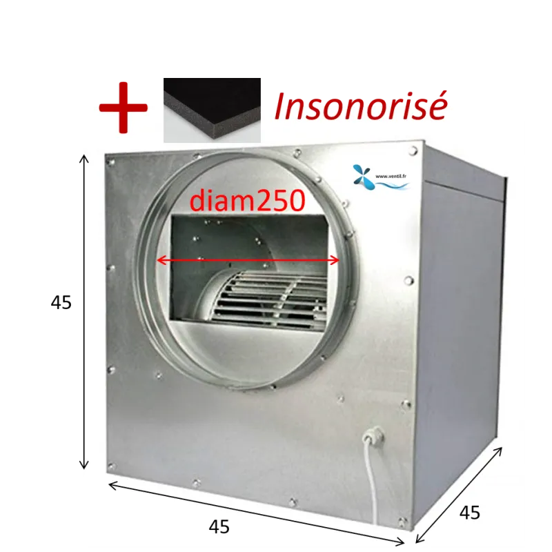 Caisson d'extraction insonorisé 1500m3/h -diam 250- 230v pour hotte professionnelle