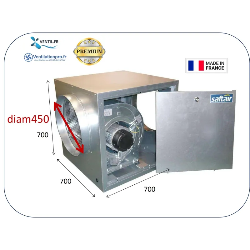Caisson d'extraction PREMIUM 6000m3/h -DD12/12 - 230v pour hotte de cuisine professionnelle et restaurant