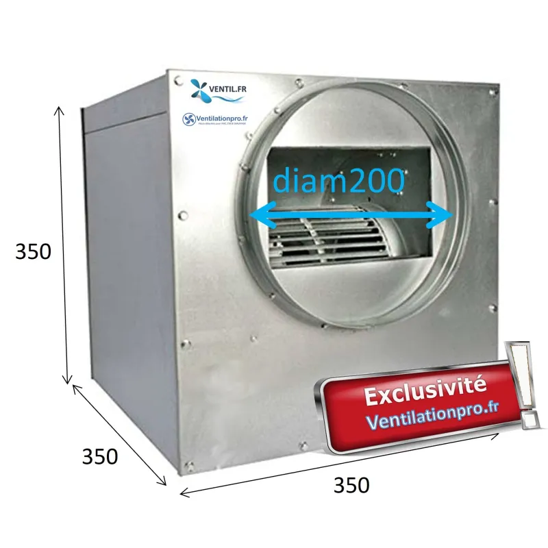Caisson d'extraction 750m3/h -diam 200 -230v pour hotte de cuisine pro