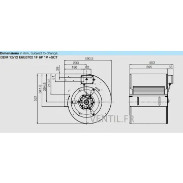 courbe moteur ventilateur 6000M3/H DDM12/12 -230V- Nicotra pour hotte de restaurant E6G3702