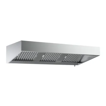 Hotte en inox statique (nue sans moteur) compacte avec casquette biseautée avec éclairage pour cuisine professionnelle