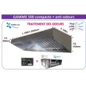 Pack hotte inox compacte ANTI-ODEURS 1 à 2m + caisson motorisé 6 cartouches + variateur 230v pour cuisine pro