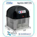 Tourelle d'extraction 2000 m3/h T32- 230v-monophasé 400°/2h (F400-120) pour hotte de cuisine pro réf:T2832