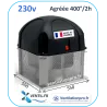 Tourelle d'extraction 2000 m3/h T32- 230v-monophasé 400°/2h (F400-120) pour hotte de cuisine pro réf:T32