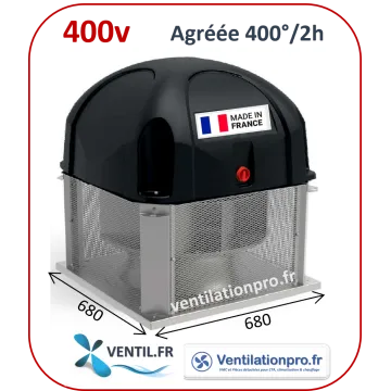 Tourelle d'extraction 7000 m3/h- T56-TRI- 400°/2h pour hotte de cuisine professionnelle -réf:T5056 SAFTAIR