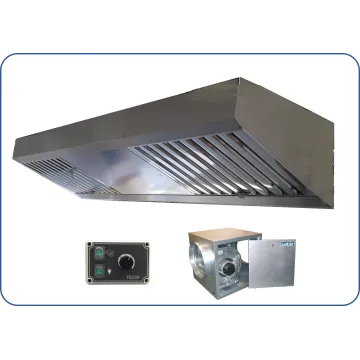 pack hotte en inox professionnelle compacte avec caisson déporté 230v