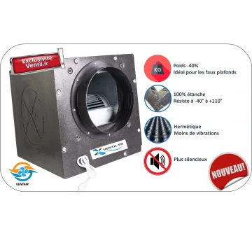 Caisson d'extraction 3400m3/h diam315 - 230v - ULTRA LEGER