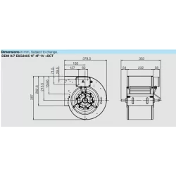 dimensions moteur Ventilateur Ventil2900 DDM9/7 - 230V Nicotra -pour toute caisson de hotte professionnelle E6G3405