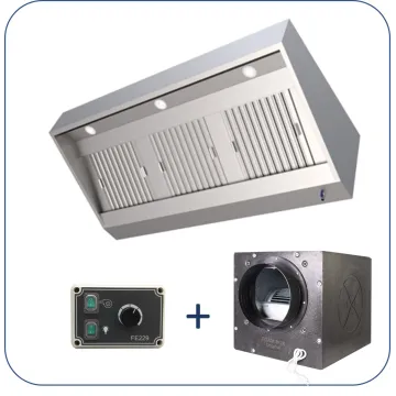 hotte inox compacte avec caisson déporté ultra-léger et variateur pour petite cuisine pro et foodtruck