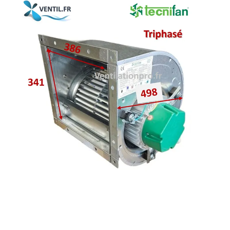 Moteur ventilateur 7000 m3/h TMD -DD 12/12 1100w 400v triphasé pour caisson d'extraction de hotte de restaurant