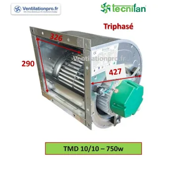 Moteur escargot TMD 10/10 DD10/10- 4500m3/h- 750w 400v triphasé pour caisson d'extraction de hotte de restaurant et cuisine pro