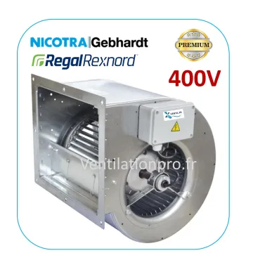 Moteur escargot 3600m3/h DDM 9/9 550w 400v- triphasé- Nicotra - pour extraction de hotte professionnelle - ref: E6G6601