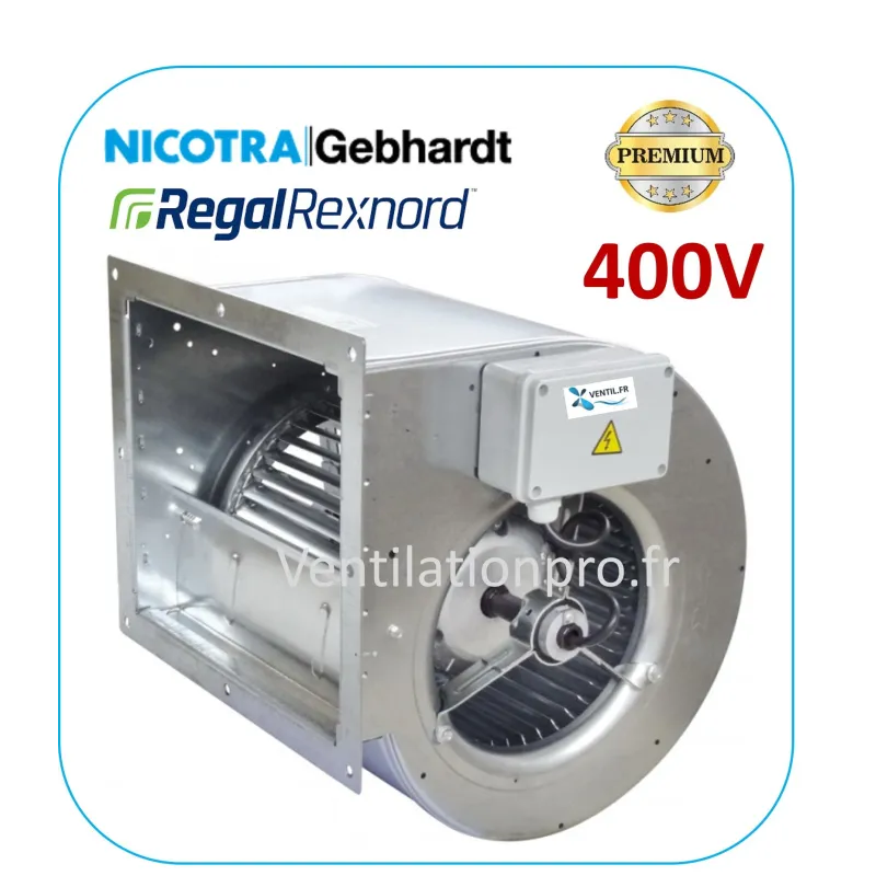 Moteur escargot 3600m3/h DDM 9/9 550w 400v- triphasé- Nicotra - pour extraction de hotte professionnelle - ref: E6G6601