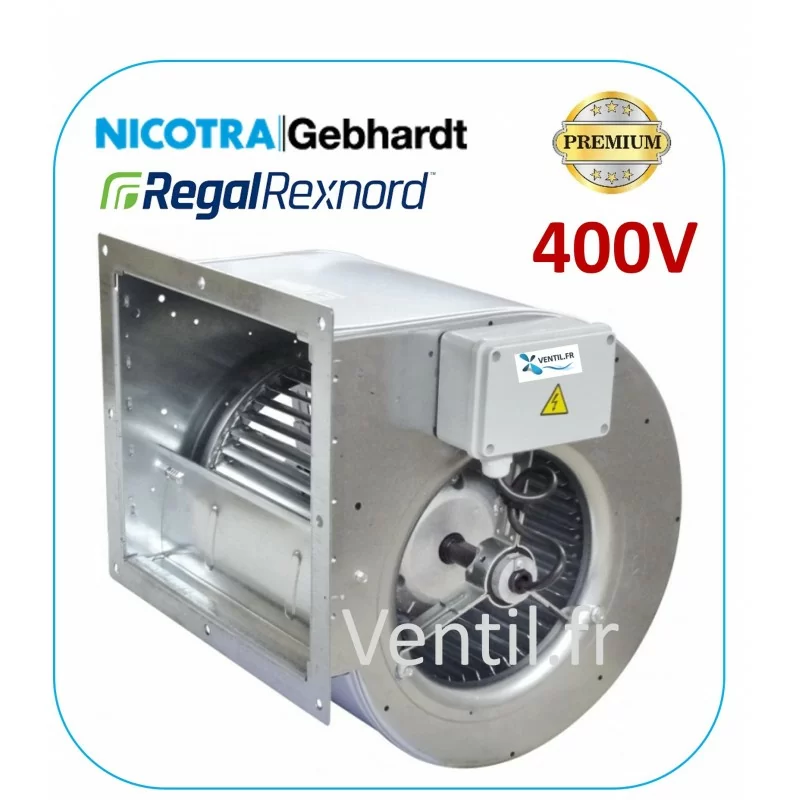 Moteur escargot 3600m3/h DDM 9/9 550w 400v- triphasé- Nicotra - pour extraction de hotte professionnelle - ref: E6G6601