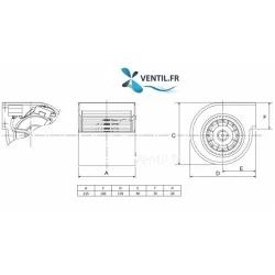 Moteur Ventilateur 630 m3/h dimensions CBM/2-133/190 ou DD133/190- 185w -630 m3/h -230v pour hotte semi pro SAFTAIR ou ALVENE