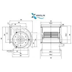 dimensions Moteur Ventilateur 3200 m3/h DD 9/9 550w 230v compatible toute hotte professionnelle- BON PLAN DU WEB!