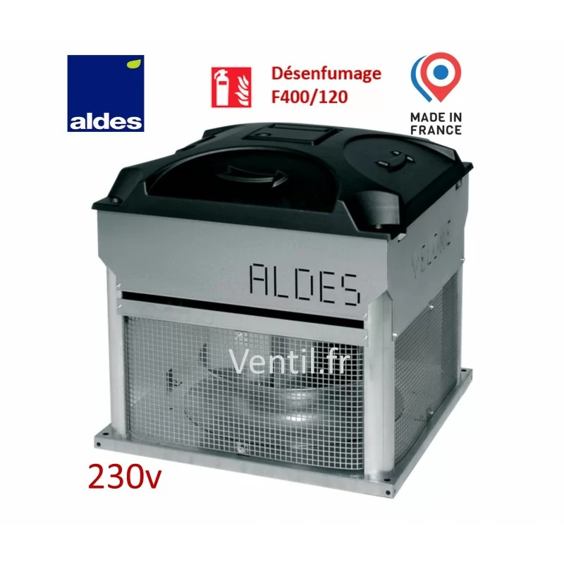 Tourelle d'extraction 5000 m3/h- VELONE 4.5-230v- monophasé - 400°/2h 400V pour hotte de cuisine professionnelle- marque ALDES