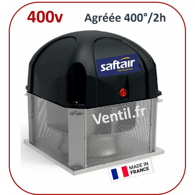 Tourelle d'extraction 2000 m3/h T32- 400v- 400°/2h (F400-120) pour hotte de cuisine professionnelle et restaurant (réf T2832)