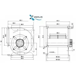 dimensions Moteur escargot DD 12/12 230v compatible toute hotte professionnelle et restaurant