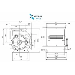 dimensions DD7/7 230v moteur de hotte pro