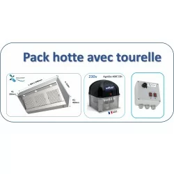 Pack hotte inox pro avec tourelle 230v et variateur pas cher