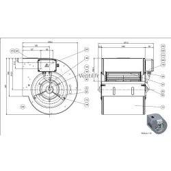 Moteur escargot DDM 9/9 PREMIUM -2200m3/h- 300w 230v- Nicotra - pour extraction de hotte professionnelle - ref: E6G3304