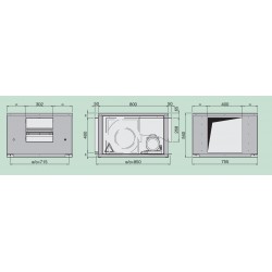 dimensions Caisson désenfumage 4000 m3/h-type 9/9- F400/120 - 400v- pour extraction de hotte pro et restaurant