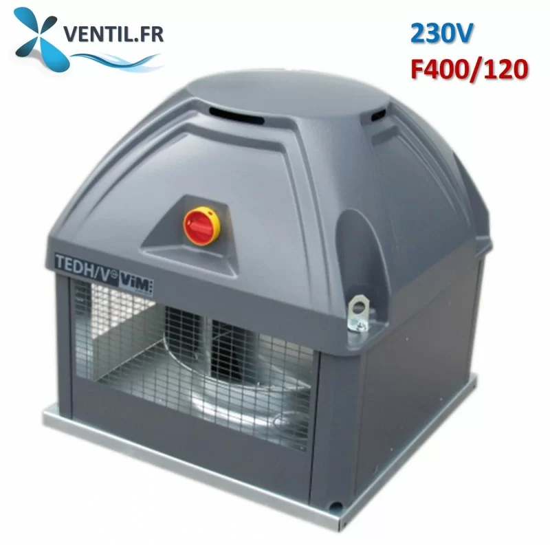 Tourelle d'extraction TEDH Taille 400- 230v-monophasé 400°/2h (F400-120) pour hotte de cuisine pro S&P Vim réf: 690042