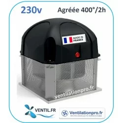Tourelle d'extraction 2000 m3/h T32- 230v-monophasé 400°/2h (F400-120) pour hotte de cuisine pro réf:T32